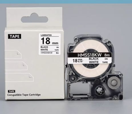 Chine HMSS18K 18mmX8m White label tape cassette For Brother label printer Black on White fournisseur