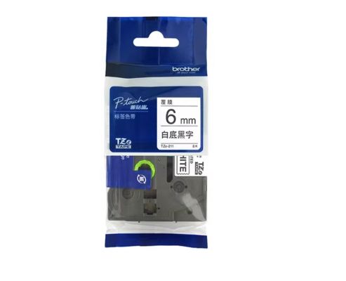 Chine 6mm P-Touch Black on white label tape cassette TZe-211 for Brother Electronic Lettering Machine tube printer fournisseur