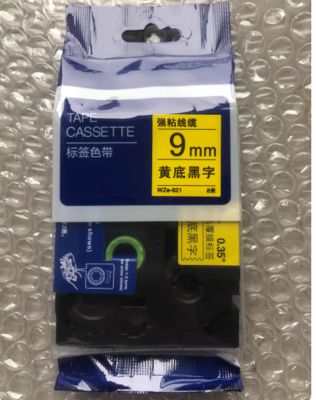 Chine 9mm P-Touch Black on yellow label tape cassette WZE-621 for Brother Electronic Lettering Machine tube printer fournisseur