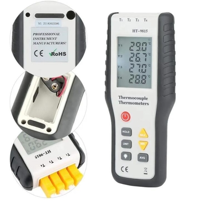 HTI HT-9815 Thermomètre à capteur numérique à thermocouple de type K blanc portable à 4 canaux fournisseur
