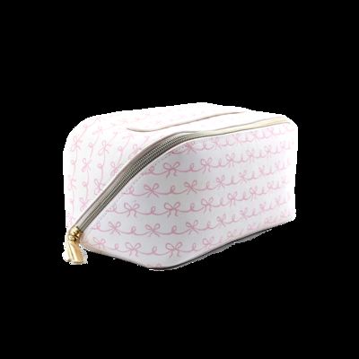 CR-067 Custom Logo Print Personalized Beautiful Ladies Hand Bags Beauty Big Black Cosmetic Bulk Case Leather Makeup Bag fournisseur