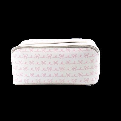 CR-067 Custom Logo Print Personalized Beautiful Ladies Hand Bags Beauty Big Black Cosmetic Bulk Case Leather Makeup Bag fournisseur