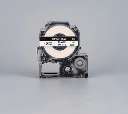 HMSS12K 12mm White label tape cassette For Brother label printer Black on White fournisseur
