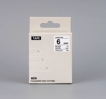 HMSS06K 6mm White label tape cassette For Brother label printer Black on White fournisseur