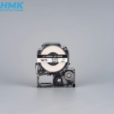 HMSS18K 18mmX8m White label tape cassette For Brother label printer Black on White fournisseur