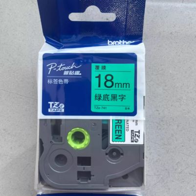 18mm P-Touch Black on Green label tape cassette TZe-741 for Brother Electronic Lettering Machine tube printer fournisseur