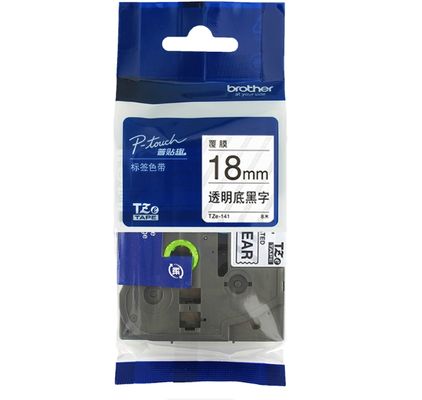 18mm P-Touch Black on Clear label tape cassette TZe-141 for Brother Electronic Lettering Machine tube printer fournisseur