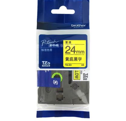 24mm P-Touch Black on yellow label tape cassette TZ-651 for Brother Electronic Lettering Machine tube printer fournisseur
