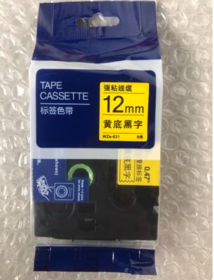 12mm P-Touch Black on yellow label tape cassette WZE-631 for Brother Electronic Lettering Machine tube printer fournisseur