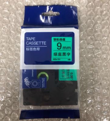 9mm P-Touch Black on green label tape cassette WZE-721 for Brother Electronic Lettering Machine tube printer fournisseur